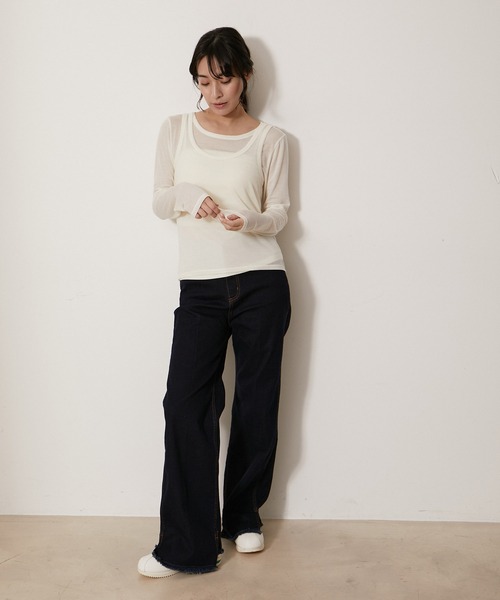 「NERGY」 長袖カットソー FREE オフホワイト レディース_画像2