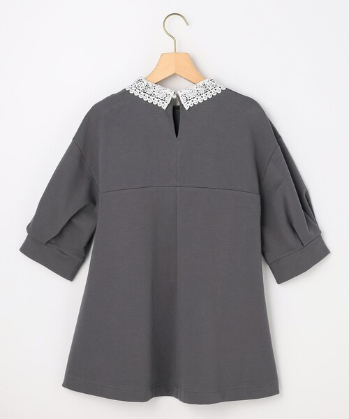 組曲　レース襟フレンチテリー カットソー　Lサイズ 新品 組曲（KUMIKYOKU） tシャツ レース襟フレンチテリーフレア カットソー