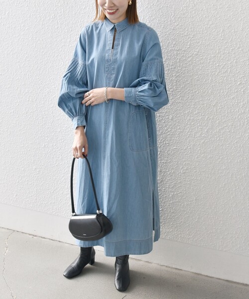 SHIPS any 「SHIPS any」 シャツワンピース ONE SIZE ライトブルー