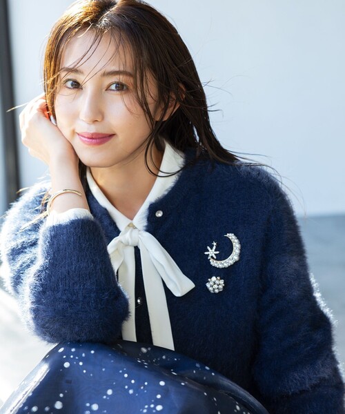 「組曲」 長袖ニット 2 パープル レディース_画像3