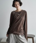 tシャツ 2WAYレースヘムベロアロンT レディースの詳細画像3