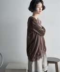 tシャツ 2WAYレースヘムベロアロンT レディースの詳細画像4