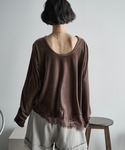 tシャツ 2WAYレースヘムベロアロンT レディースの詳細画像5