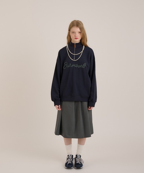 「MUHET」 スウェットカットソー X-LARGE ネイビー レディース_画像2