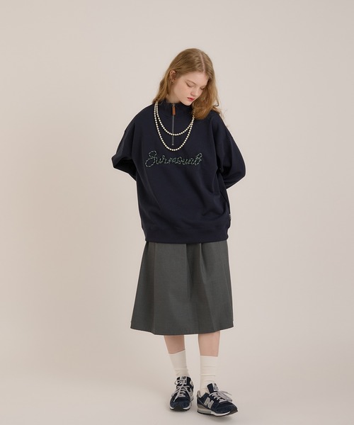 「MUHET」 スウェットカットソー X-LARGE ネイビー レディース_画像3