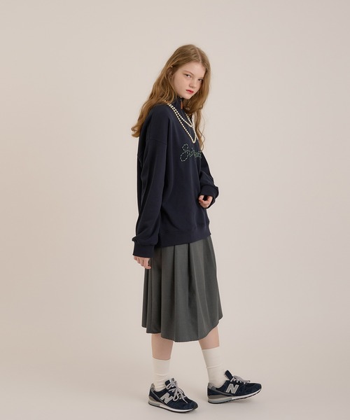 「MUHET」 スウェットカットソー X-LARGE ネイビー レディース_画像5