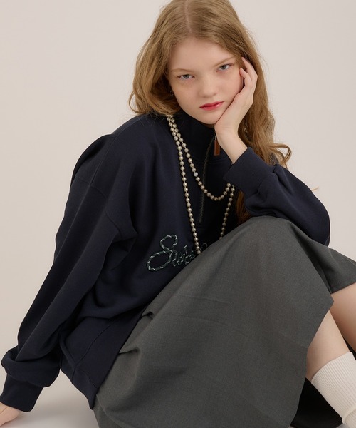 「MUHET」 スウェットカットソー X-LARGE ネイビー レディース_画像9