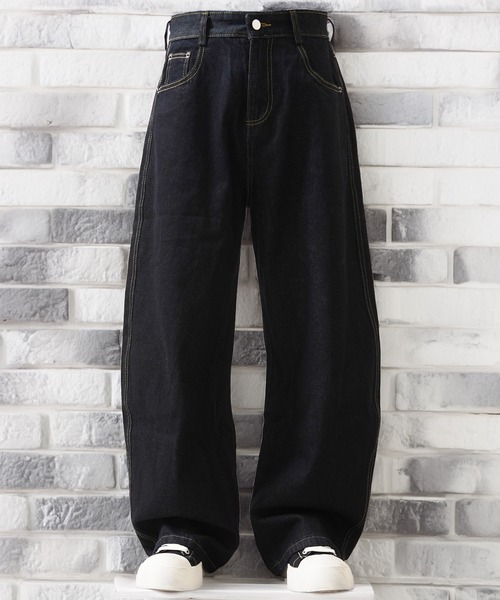 ジーンズ デニム ワイド カーブパンツ / Denim Wide Curve Pants