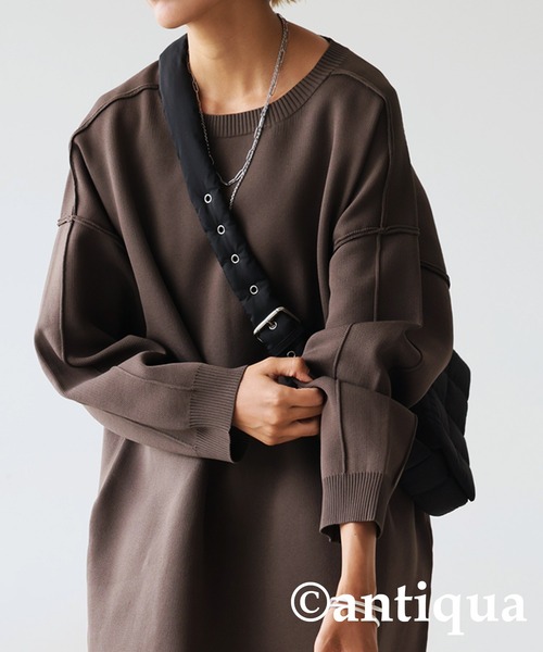 「antiqua」 ニットワンピース P レッド レディース_画像6