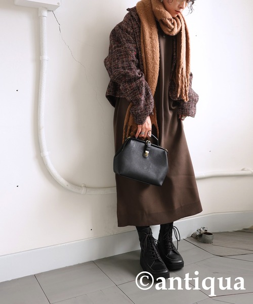 「antiqua」 ニットワンピース P レッド レディース_画像9