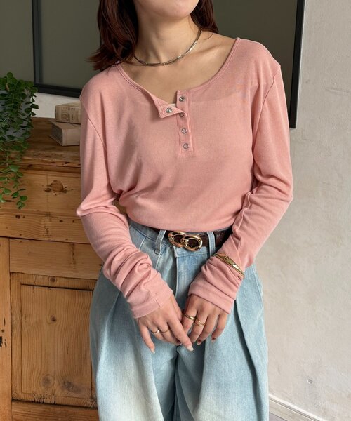 Thevon（ゼヴォン） ヘンリーネック tシャツ シアーリブヘンリーネック