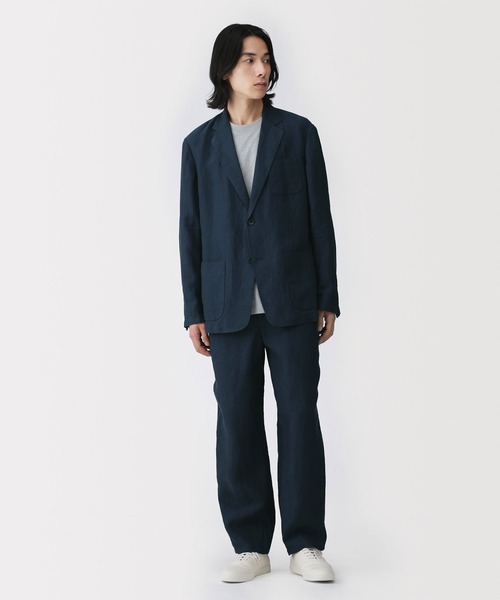無印良品　新品 紳士　リネン洗いざらしジャケット 紳士　黒　ブラック 無印良品（MUJI） コート ジャケット 紳士 リネン洗いざらしジャケット