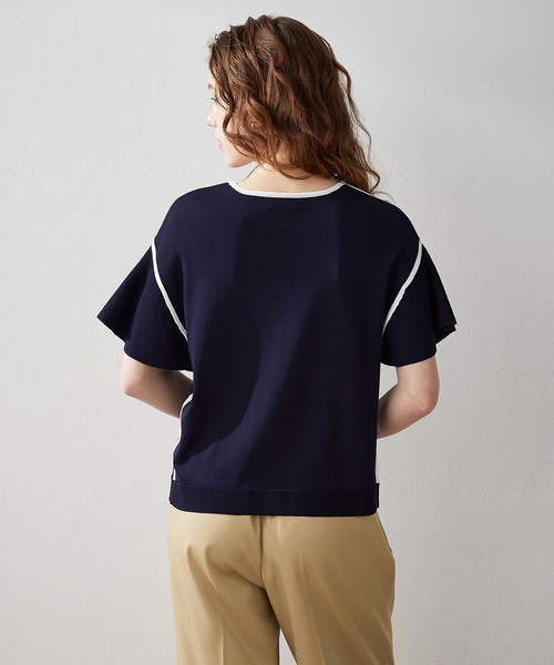 「LE SOUK HOLIDAY」 半袖ニット M オフホワイト レディース_画像6