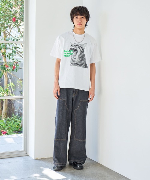 PBLIM tシャツ 半袖 「UNISEX」シャウトキャットT 猫 / フロント