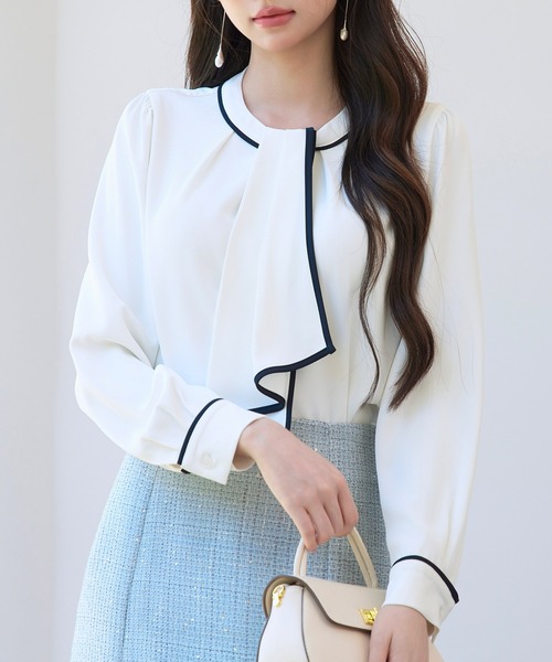 「SAISON DE PAPILLON」 長袖ブラウス S ネイビー レディース_画像5