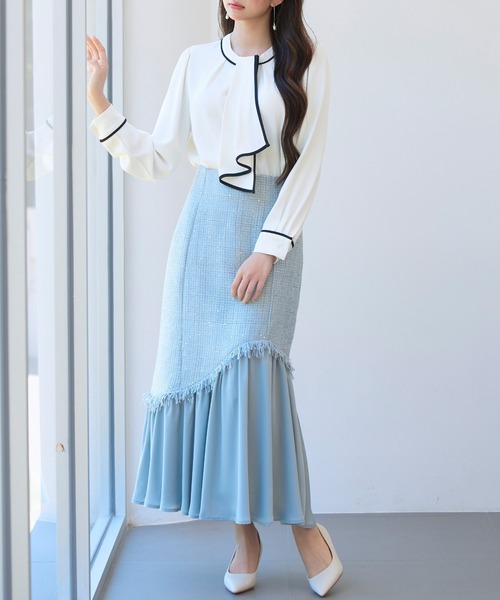 「SAISON DE PAPILLON」 長袖ブラウス S ネイビー レディース_画像6