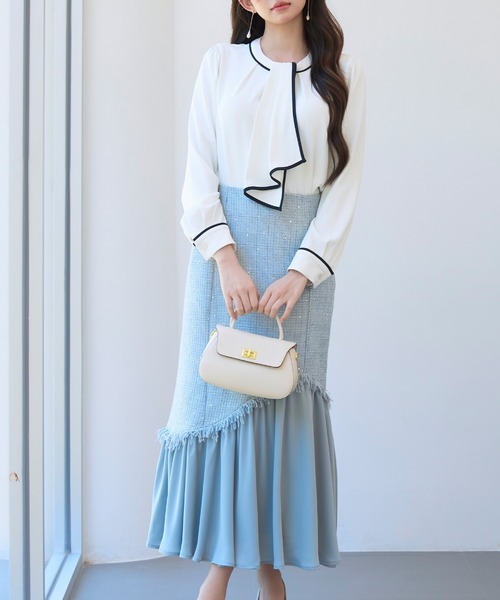 「SAISON DE PAPILLON」 長袖ブラウス S ネイビー レディース_画像7