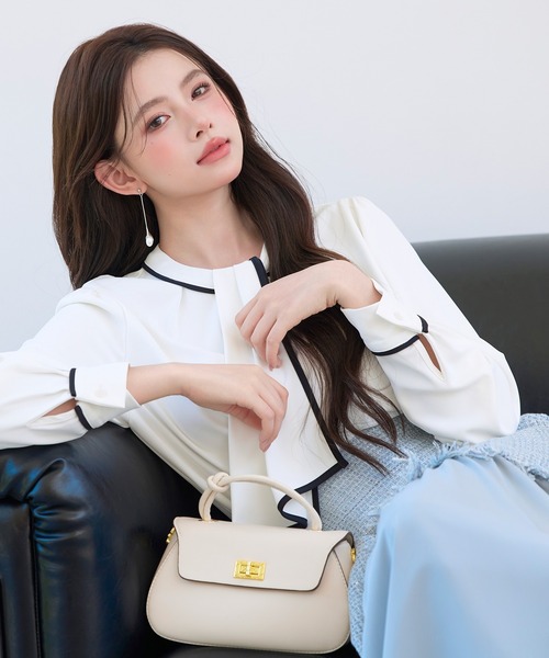 「SAISON DE PAPILLON」 長袖ブラウス S ネイビー レディース_画像8