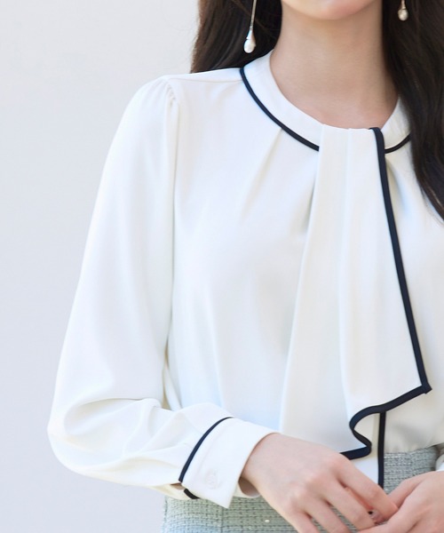 「SAISON DE PAPILLON」 長袖ブラウス S ネイビー レディース_画像9