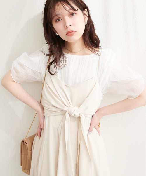 ブラウス シャツ 「osono」ねじり袖ペプラムチュニック レディースの画像