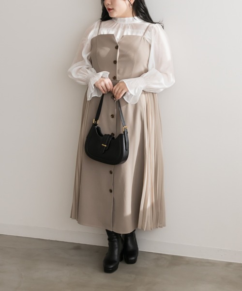 「CLETTE」 長袖ブラウス 3L チャコールグレー レディース_画像3