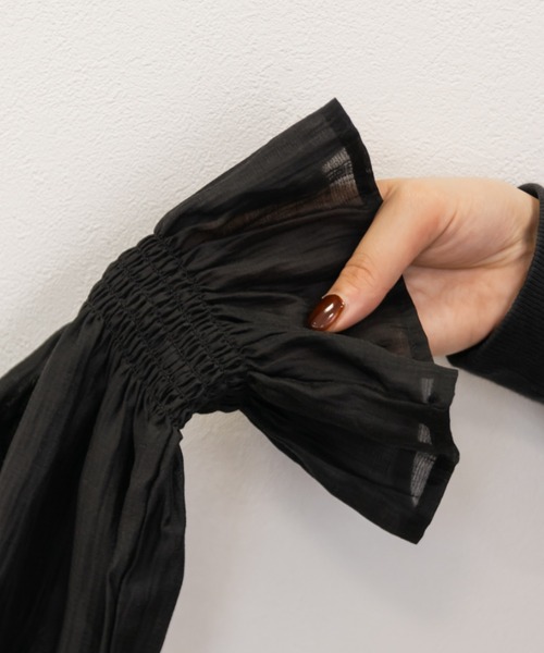 「CLETTE」 長袖ブラウス 3L チャコールグレー レディース_画像4