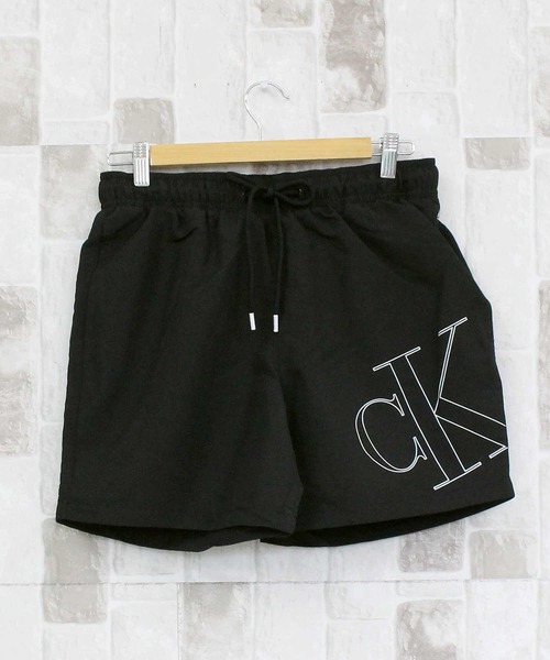 uvカット 水着 CK モノグラムロゴ サーフパンツ スイムボードショーツ メンズ