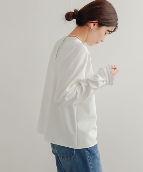 「URBAN RESEARCH DOORS」 長袖ブラウス MEDIUM ネイビー レディース_画像2