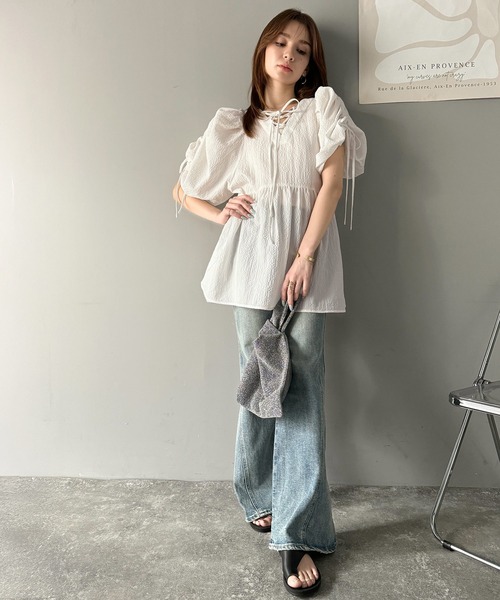 「classicalelf」 半袖チュニック MEDIUM ベージュ レディース_画像4