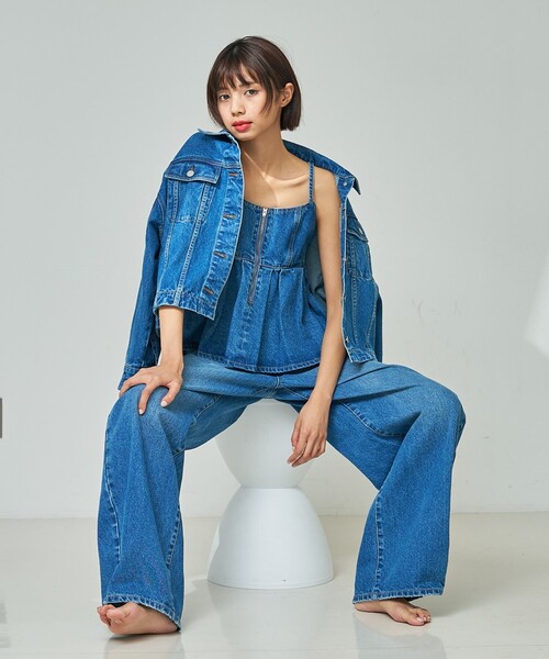 「abahouse mavie」 デニムジャケット フリー ライトブルー レディース_画像2