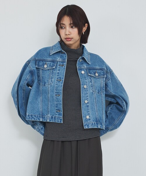 「abahouse mavie」 デニムジャケット フリー ライトブルー レディース_画像6
