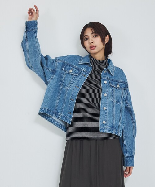「abahouse mavie」 デニムジャケット フリー ライトブルー レディース_画像7