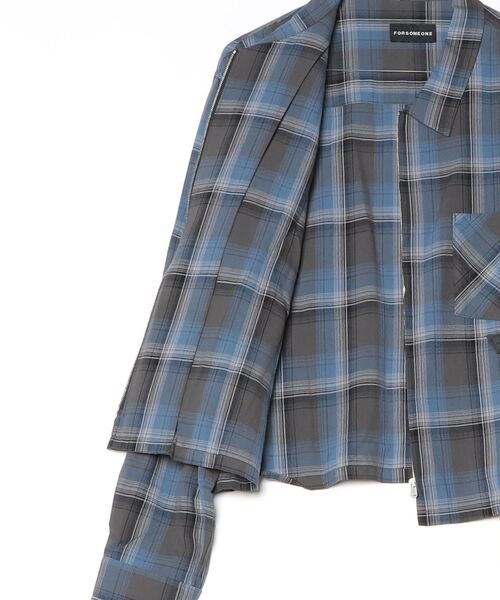 ブルゾン アウター FORSOMEONE CHECK ZIP SHIRT メンズの画像