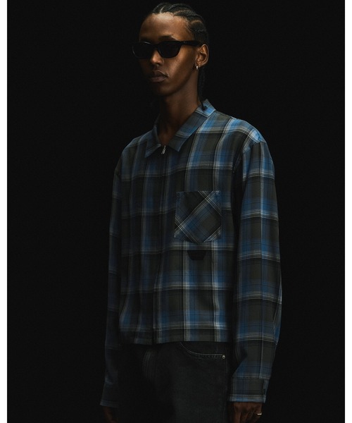 ブルゾン アウター FORSOMEONE CHECK ZIP SHIRT メンズの画像
