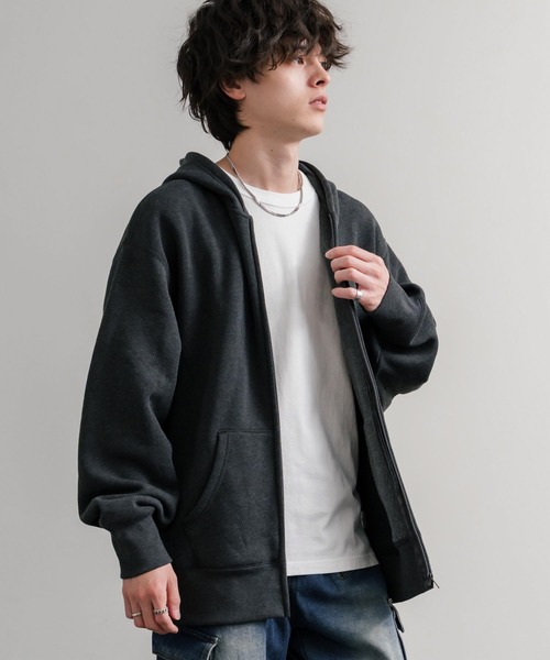 「Rocky Monroe」 ジップアップパーカー L 杢グレー メンズ_画像9