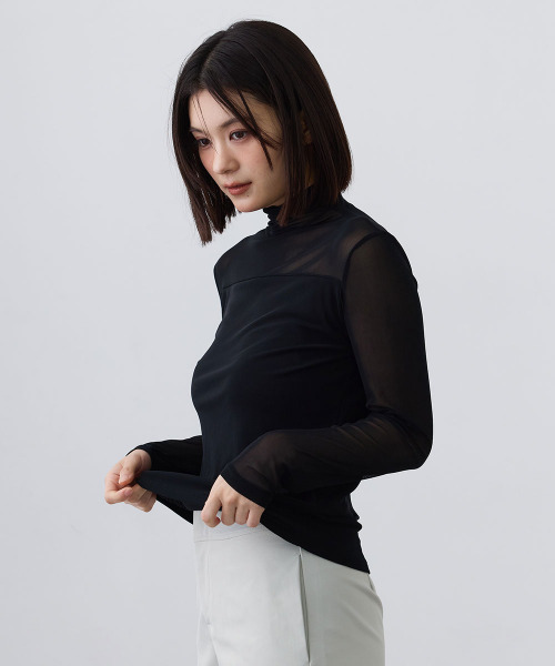 Mirette tシャツ シアーハイネックメロートップス / Sheer High Neck