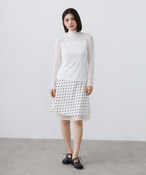 Mirette tシャツ シアーハイネックメロートップス / Sheer High Neck