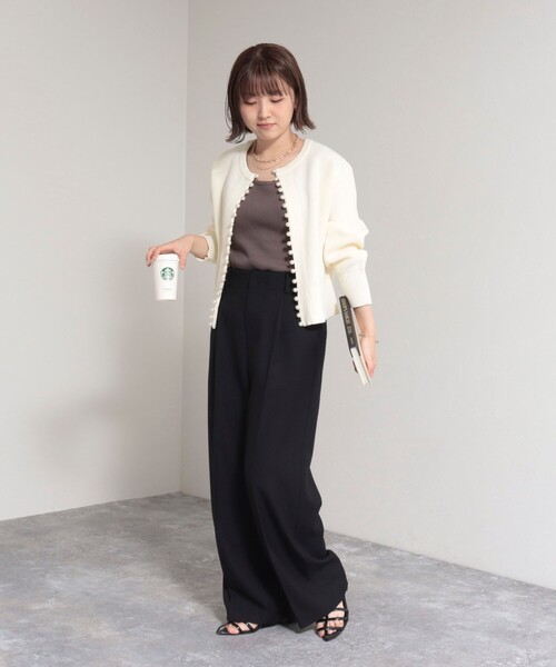 「fredy emue」 ニットカーディガン 38 ネイビー レディース_画像6