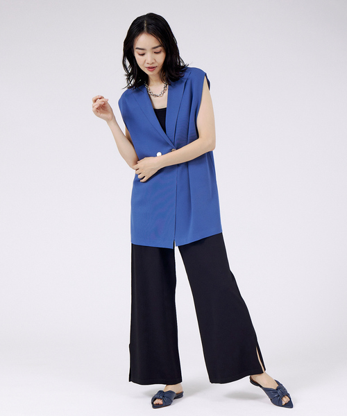 「PICHE ABAHOUSE」 フラットサンダル M ネイビー レディース_画像2
