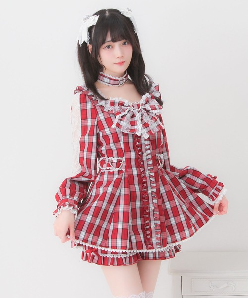 DearMyLove セットアップ ハートバックルフリルレースセットアップ