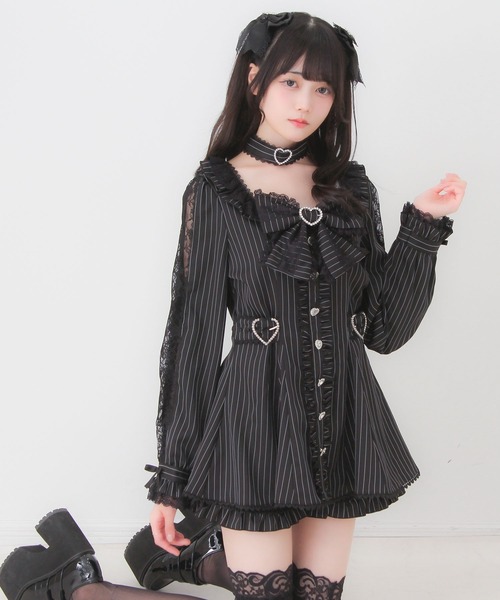 DearMyLove セットアップ ハートバックルフリルレースセットアップ