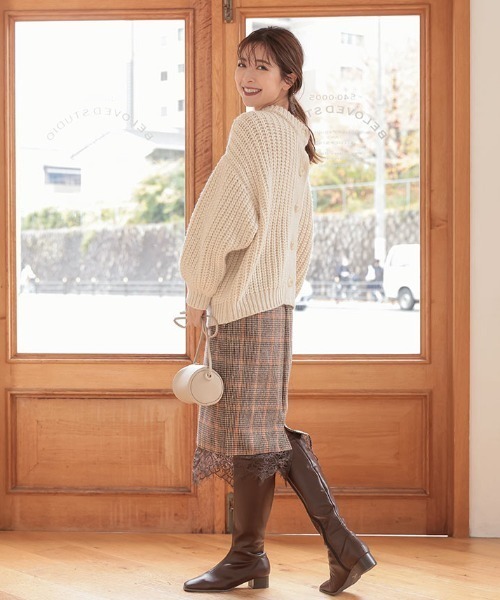 KOBE LETTUCE（神戸レタス） スカート 裾レースチェック柄タイト