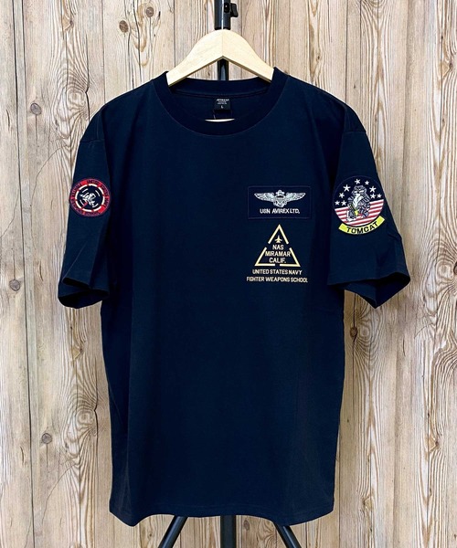 国内発送/本物保証/AVIREX トップガン パッチ＆プリント Tシャツ AVIREX tシャツ TOP GUN PATCH ＆ PRINT T-SHIRT / トップガン