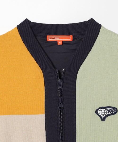 BEAMS GOLF エアシャット カラーブロック ニットカーディガン M カーディガン BEAMS GOLF ORANGE LABEL / エアシャット カラーブロック