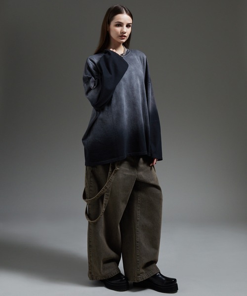 【cussil/クシル】ドレープルーズシルエットサスペンダーハカマパンツ cussil/クシル】ドレープルーズシルエットハイウエストフル