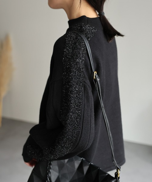 ap retro ニット セーター ラメラインニットプルオーバー レディース