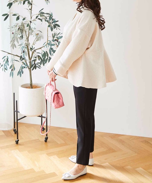 美品✨BLUELEA ブルレア ペプラムコート ノーカラー ショート丈 ピンク BLUELEA ブル ペプラムコート ノーカラー ショート丈 ピンクFREE SIZE