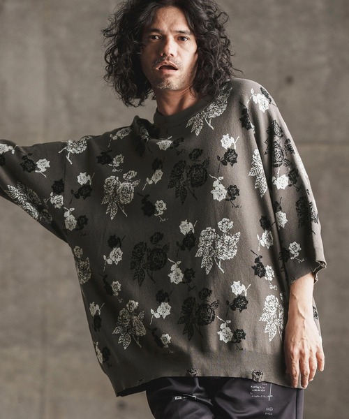 GLIMCLAP セーター ニット mn2901- Botanical pattern double