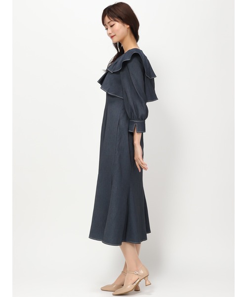 MISCH MASCH ワンピース 2024春夏新作ポリデニムラッフル