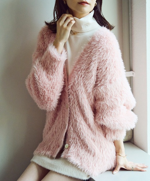 one after another NICE CLAUP」 ニットカーディガン FREE ピンク  